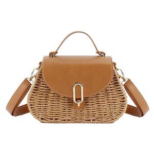 Cross Body Bag Women Straw Beach Rattan Woven Purse Small Retro Satchel Summer